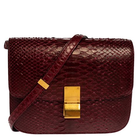 celine burgundy box bag|Celine box bag python price.